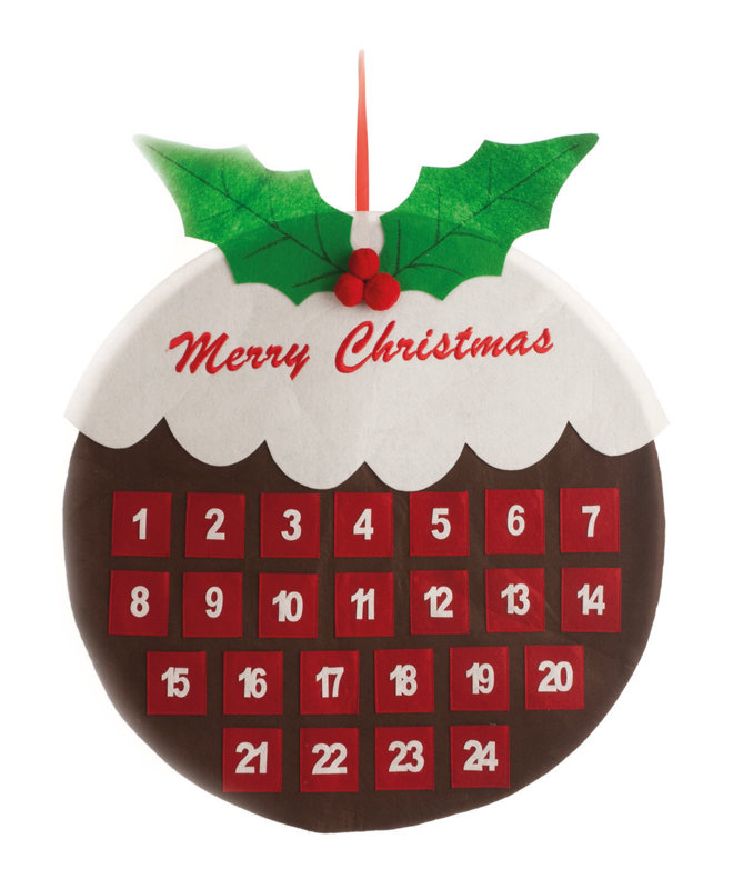 The Seasonal Aisle Bellicent Pudding Felt Wall Advent Calendar Bauble